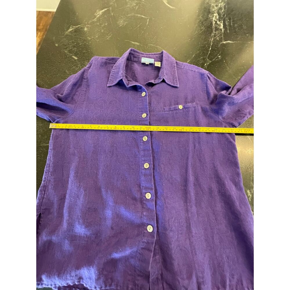 Chico's Designs lace motif linen and cotton purple blouse size Large (chico's 2) - Picture 9 of 9